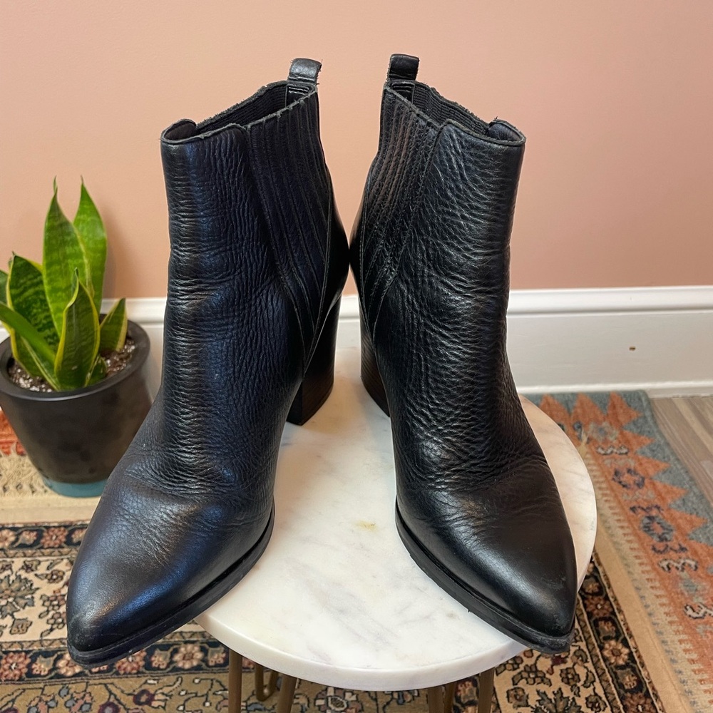 Black Leather Ankle Boots